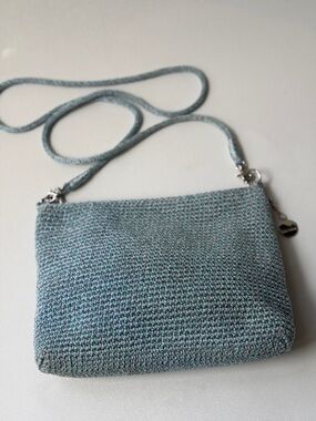 The Sak Lumi Woven Crossbody Bag in Heathered Teal